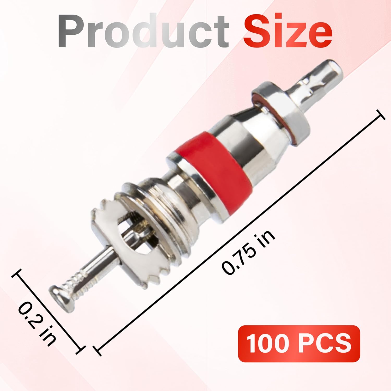 ecocstm 100 PCS Schrader Tire Valve Cores, Copper-Plated Chrome Valve Stem Cores, Standard US Size, Universal Tire Valve Core, Compatible with Cars, Trucks, Motorcycles, Bicycles & HVAC Systems