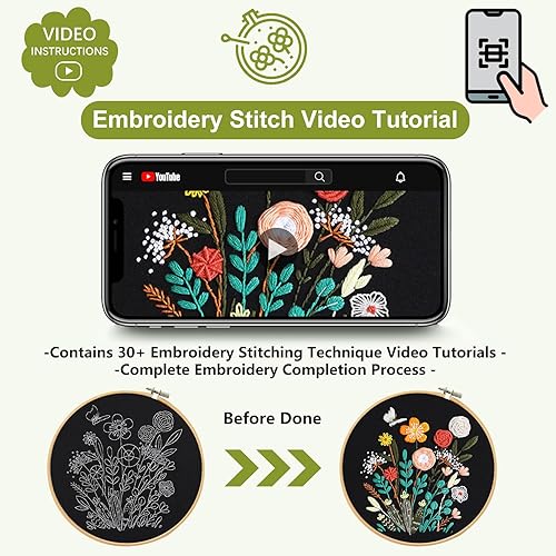 Miniatura 67 de Santune - Kit de bordado para adultos principiantes, kits de punto de cruz, patrones de mariposa e instrucciones (idioma español no garantizado)