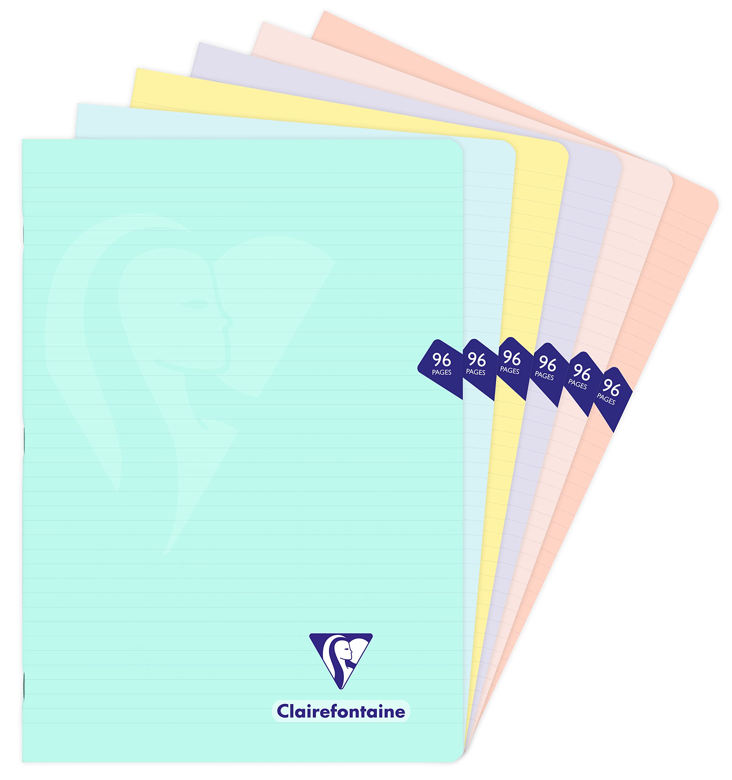 Clairefontaine 308166C - One Mimesys PASTEL Stapled Notebook - A4 21x29,7 cm - 96 Lined Pages - 90 g White Paper - Opaque Polypro Cover - Random Colour