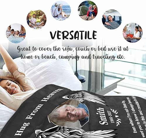 Miniatura 6 de Mantas conmemorativas personalizadas con fotos para seres queridos perdidos, manta de ángel de condolencia personalizada para regalo funerario,
