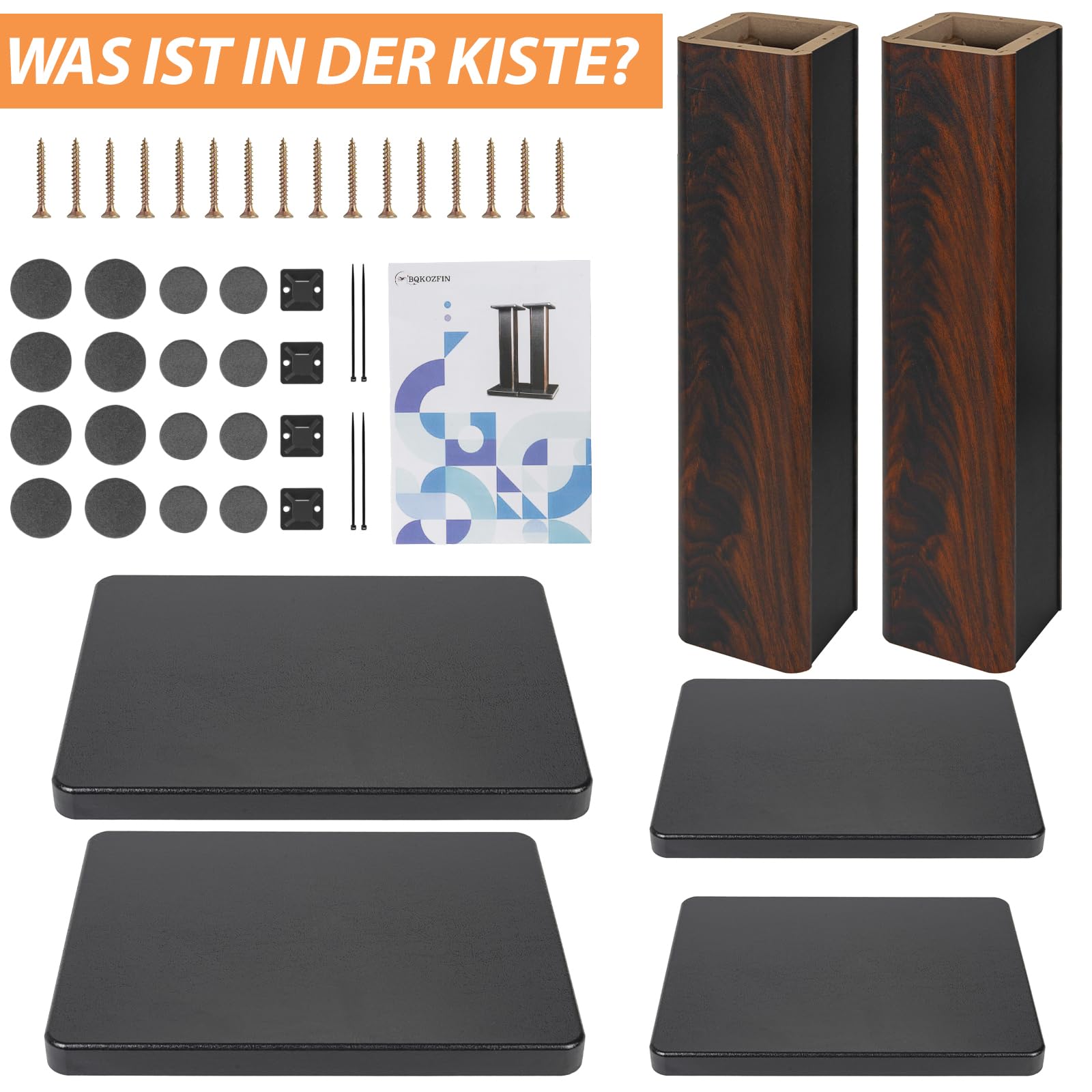 2er-Pack Holz-Lautsprecherständer mit Sand Füllbarer Design, Boxenständer Holz für Satelliten Regallautsprecher, Tragkraft bis zu 50 KG, Universelle Lautsprecherständer (60CM)