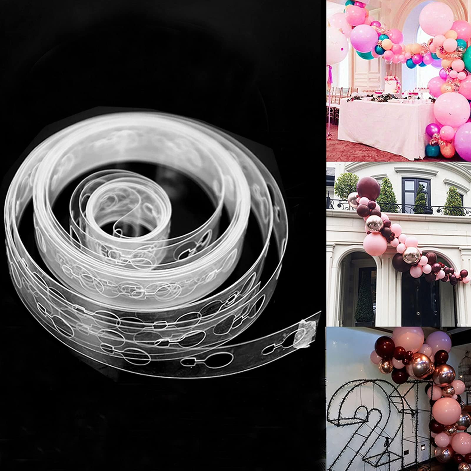 Balloon Arch Strip Kit for Garland Streamer 3 Rolls 16 Feet Balloon Tape Strips for Birthday Wedding Bridal Shower Baby Shower Graduation Xmas Party Decorations