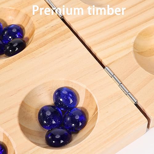 Miniatura 3 de Juego de mesa de madera de Mancala, instrucciones de tamaño más grande, juego de mesa portátil de viaje para niños y adultos