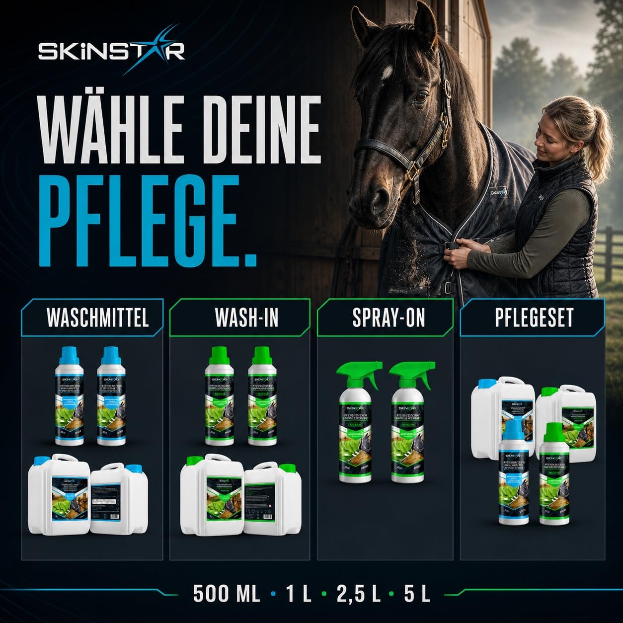 SkinStar Mantas para caballos, impermeabilización, 2,5 l, protección para animales