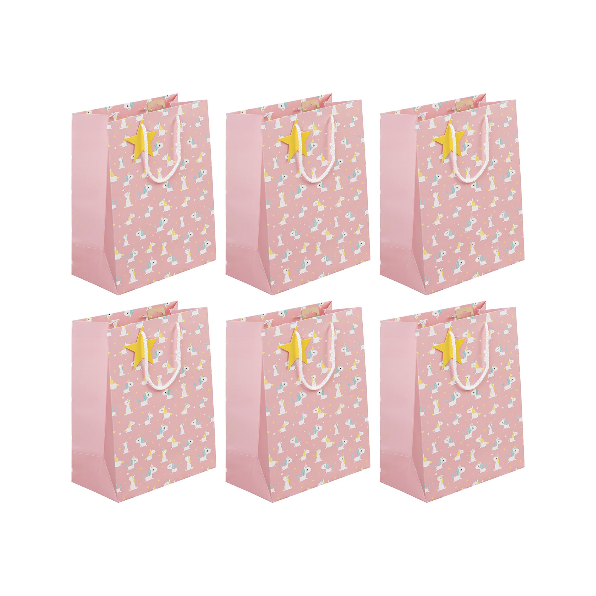 Clairefontaine 32466-2Cpack - A Set of 6 Excellia Gift Bags- Large size - 26,5x14x33 cm - 210g - Unicorns Pattern - Gift wrapping, Ideal for games, Puzzles