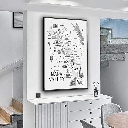 Miniatura 5 de Napa Valley Map - Mapa de vinos, amantes del vino, mapa de cata de vinos, valle de Napa, mapa tipográfico, carteles de pintura en lienzo y pósteres