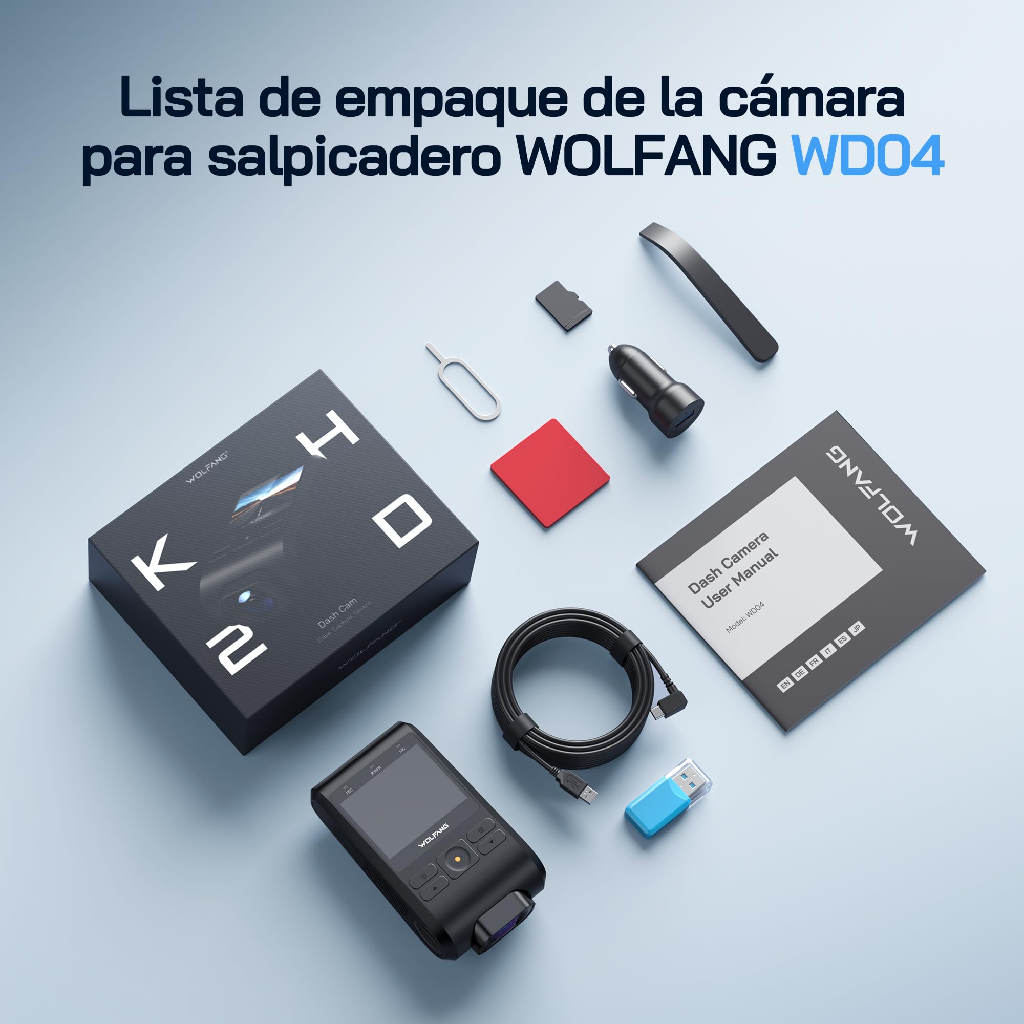 WOLFANG Cámara de Coche 2.5K FHD, Dashcam de Doble Lente para Coches de 170º Gran Angular Monitor de Aparcamiento 24H con Grabación en Bucle y Sensor G
