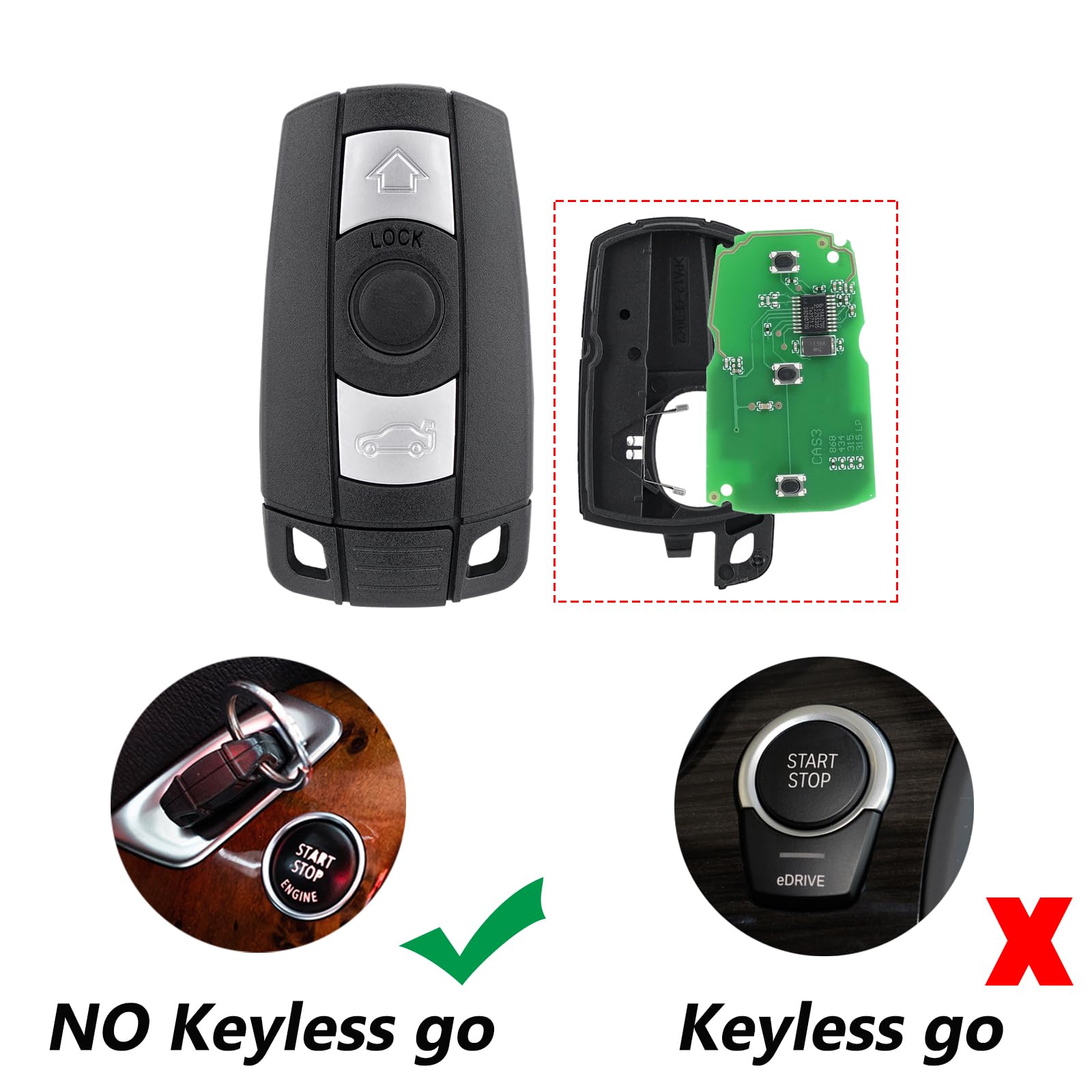Télécommande 3 Boutons 868 MHz ID46 Pour BMW Mini Cooper 2007-2014 - FCC KR55WK49333 Sans Keyless Go