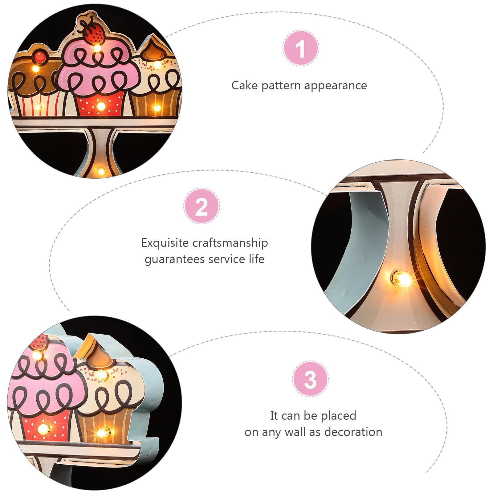Toyvian Dekorative LED Wandleuchte Kuchenform aus Eisen für Szenendekoration in Restaurants und Cafés