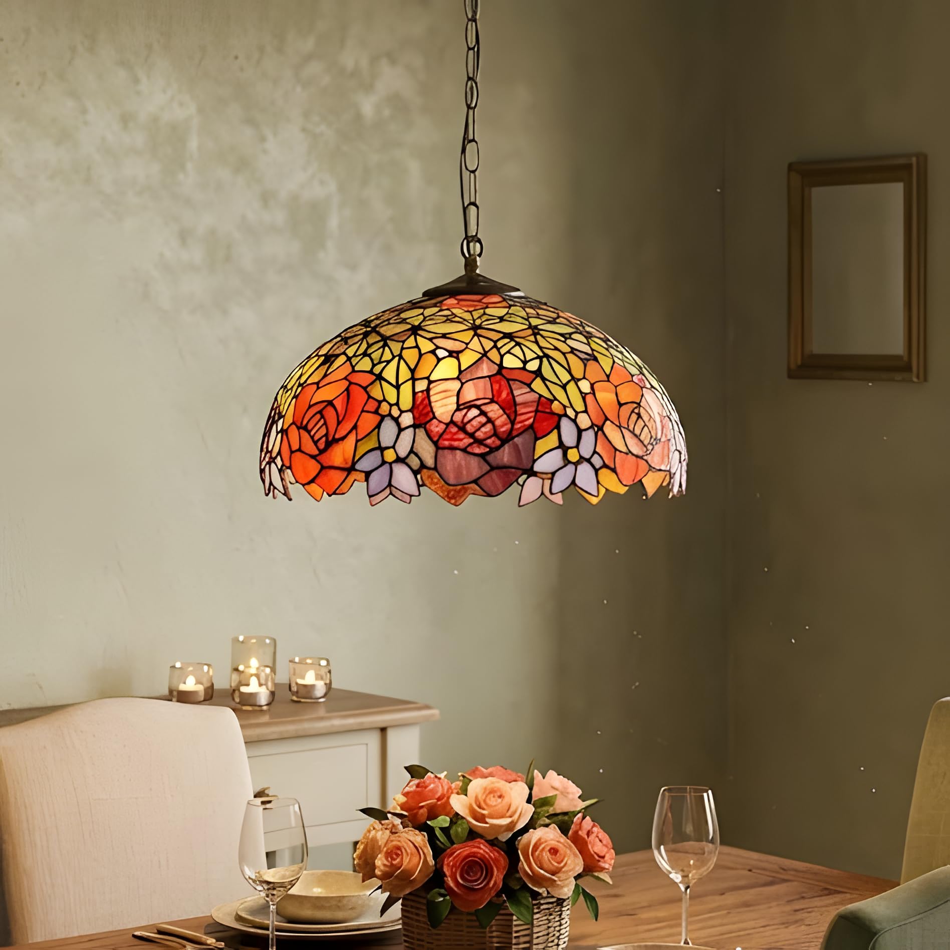 View 1 of ***FACTORY SEALED***Skyblaze Tiffany Style Pendant Light Fixture 16" Stained Glass Hanging Lamp