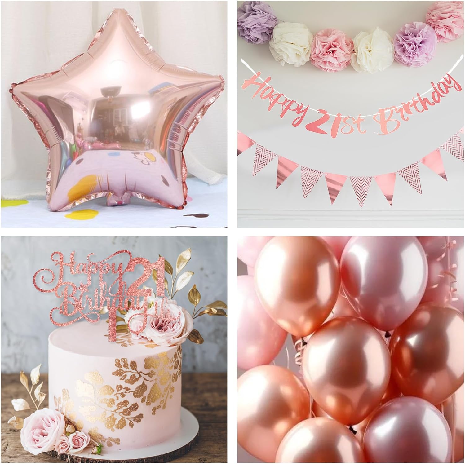 21st Birthday Decorations for Her, Retro Pink Nude Number 21 Balloon Set Happy 21st Birthday Banner Cake Topper Dusty Pink Beige Rosegold Star Balloons for Women 21 Year Old Bday Party Decor - Image 7