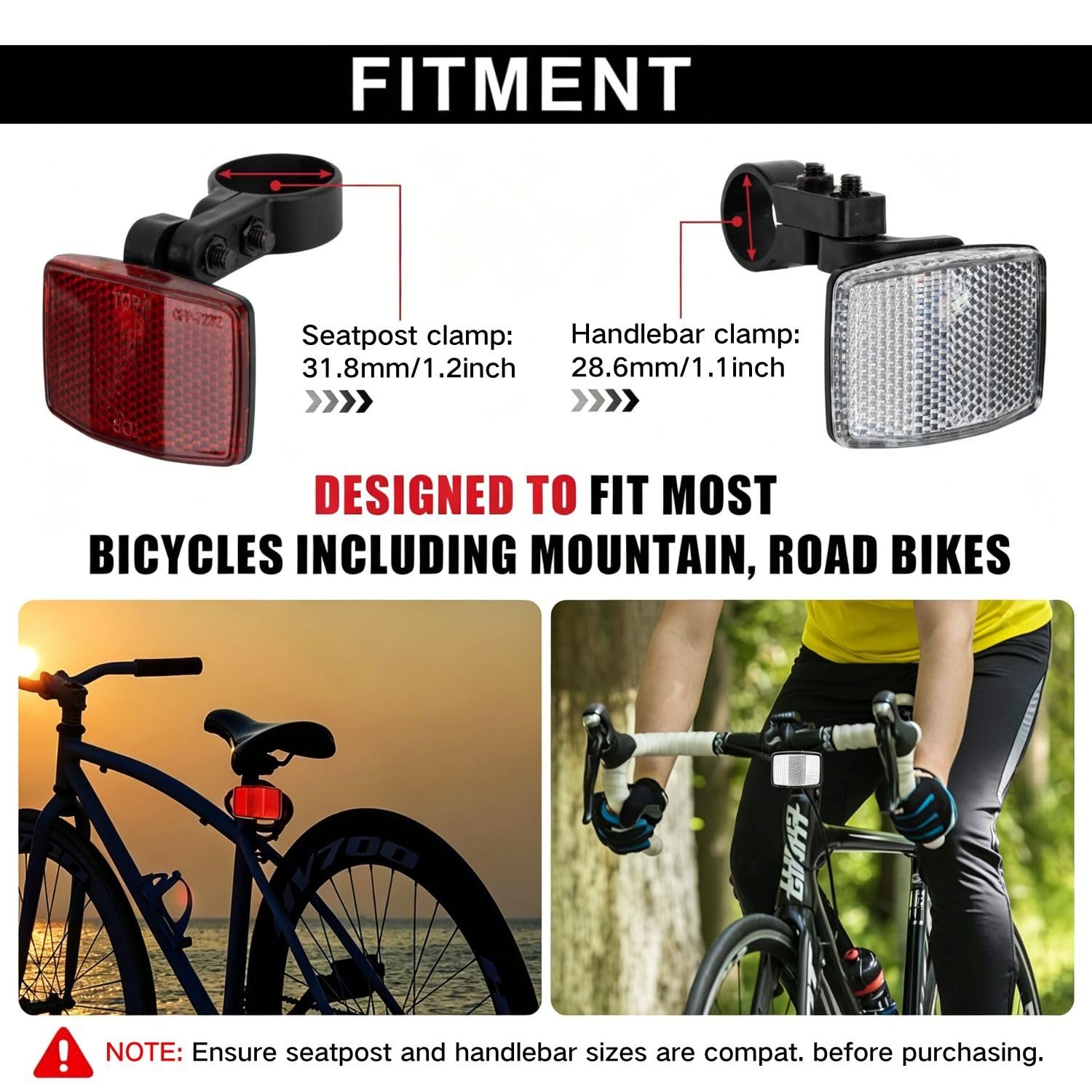 VICDUEKG Fahrrad Reflektoren Vorne und Hinten, 5 Stück Fahrrad Reflektor mit 8m Reflektorband Frontreflektor Rückstrahler für Mountainbike Motorrad MTB Sport & Freizeit