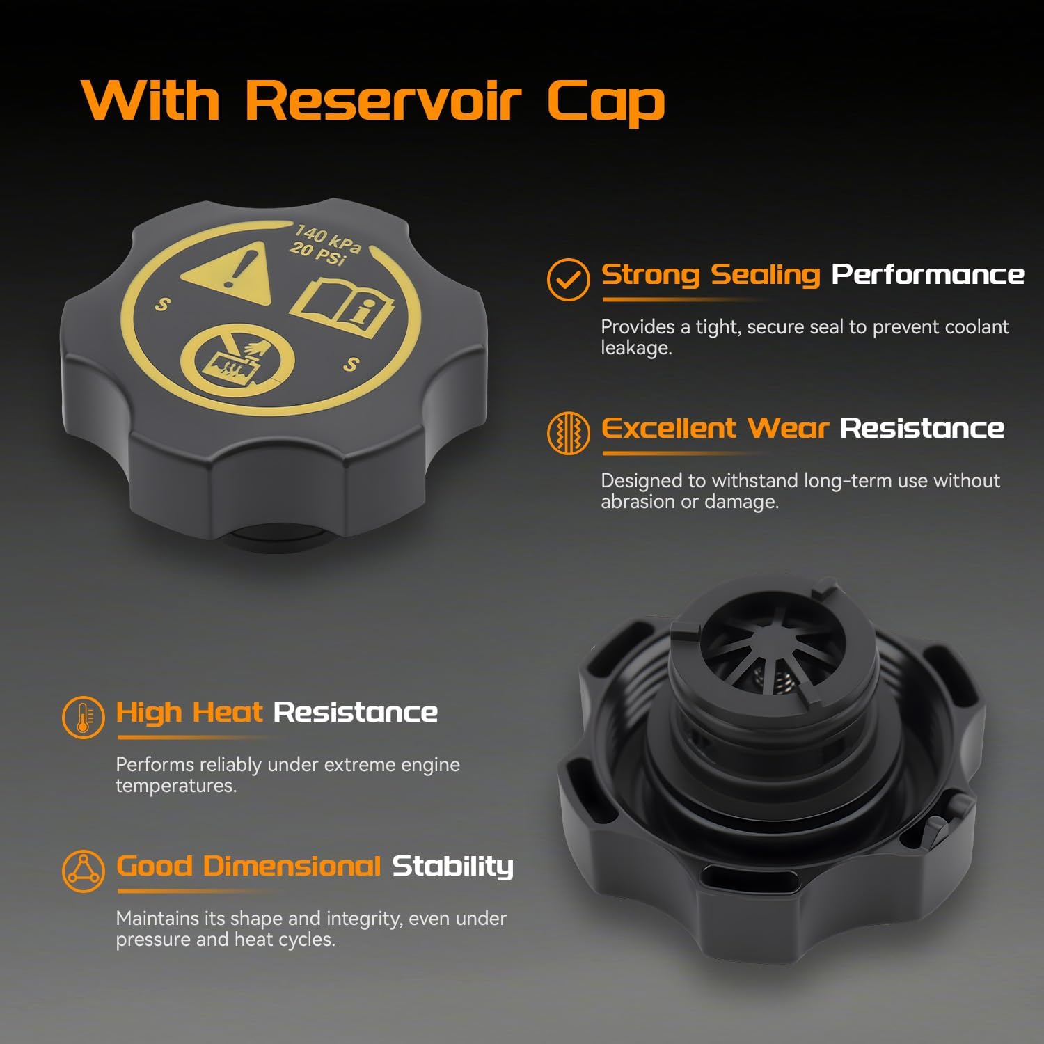 Engine Coolant Reservoir Expansion Tank with Cap Compatible with Dodge Durango 2016-2021, Jeep Grand Cherokee 2016-2021, Replace# ‎603-002 68244088AA