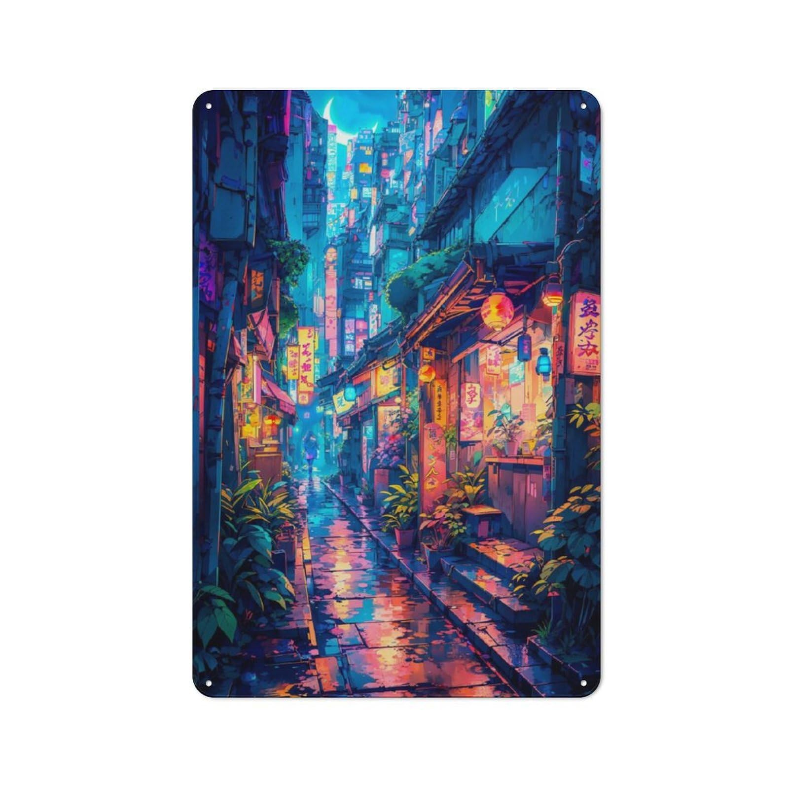 Junmoney Radiant City Industrial Decorative Metal Plaque 30X20cm, Studio Wall Art For Flat, Bar, Studio Or Gallery Wall