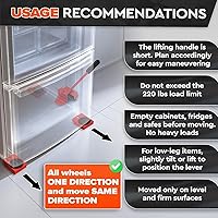 Vista 4 de Furniture Lifter Tool & Furniture Moving Sliders Set 360° Rotating Wheels Up to 220 lbs, Refrigerator Movers Sliders with Smooth Glide, Non-Scratch