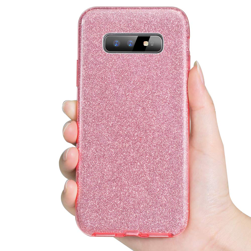 SUBESKING Compatible for The Samsung Galaxy S10e Case,Cute Glitter Sparkle Bling[Three Layer] Protective Phone Cover for Women Girls(Pink)