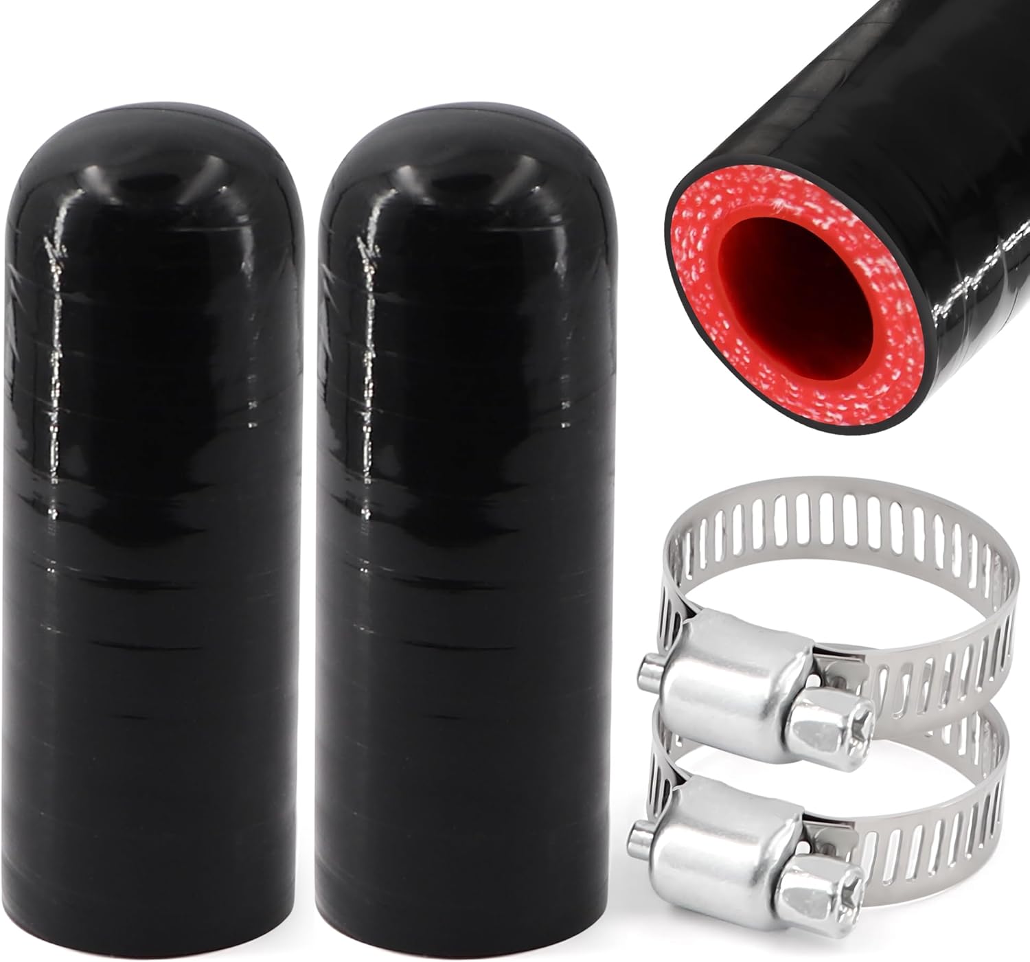 2Pcs High Temperature 4-Ply Reinforced Silicone Hose Cap ID 1/2 Inch(13mm) Hose End Plug For Turbo Bypass Valve/Fix Leak/Throttle Body Water Port/Heater Core/Coolant Heater Vacuum Water Port