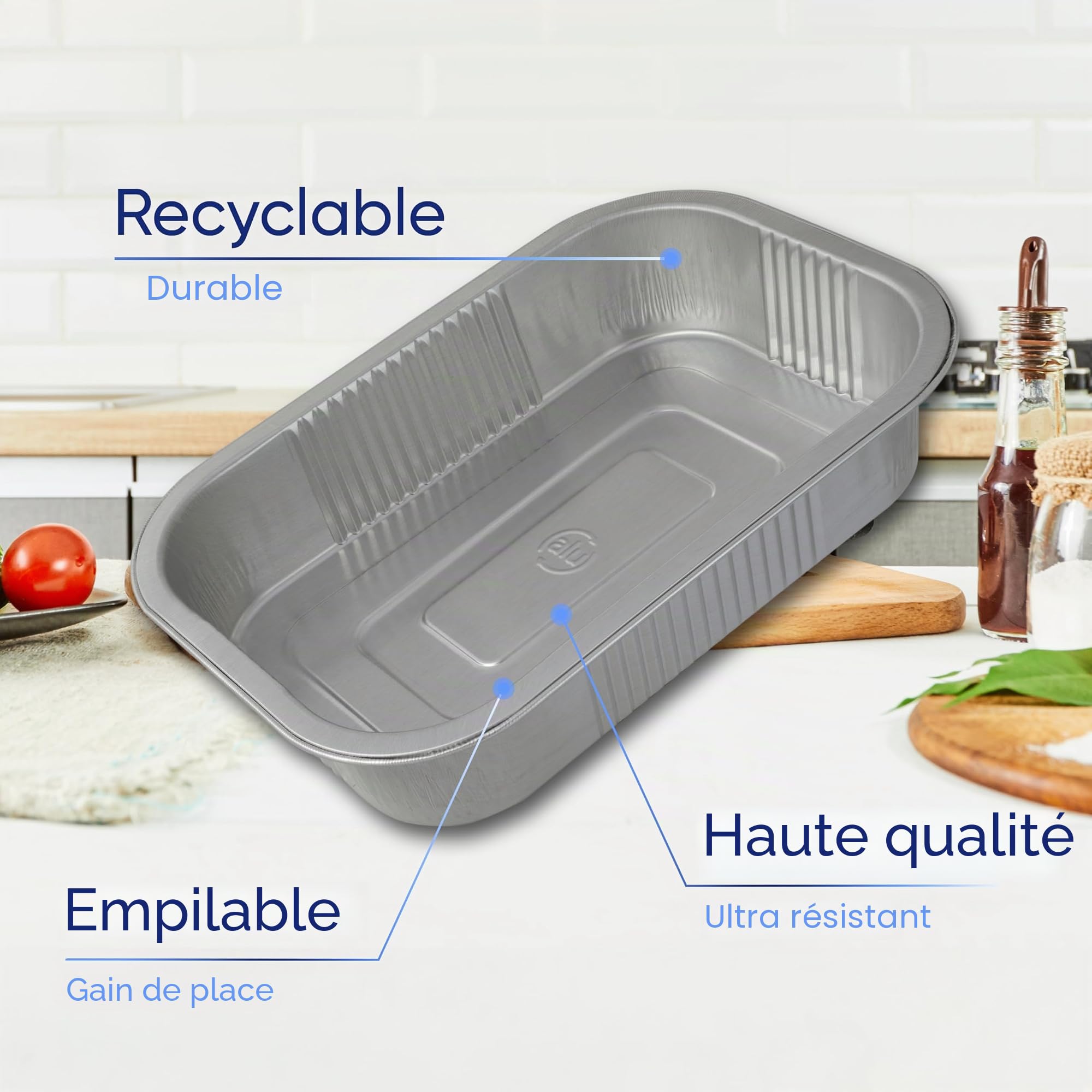 Coppice Barquettes Rectangulaires Aluminium Renforcées 20x13x4 cm - Lot de 20 | Compatibles Friteuse Air Four Micro-ondes Congélateur Recyclables