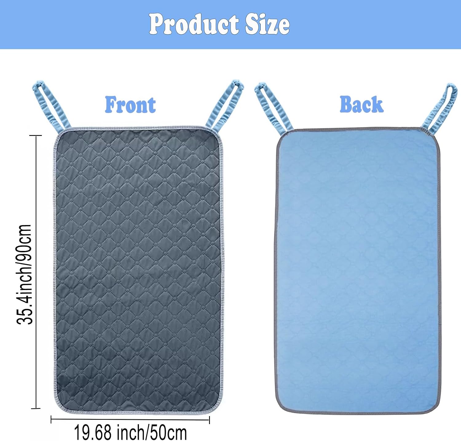 Waterproof Chair Pads for Incontinence, Reusable Washable Wheelchair Pads for Seat with Handles, Highly Absorbent Wheelchair Cover for Adults and Elderly 35.4" x 19.68"