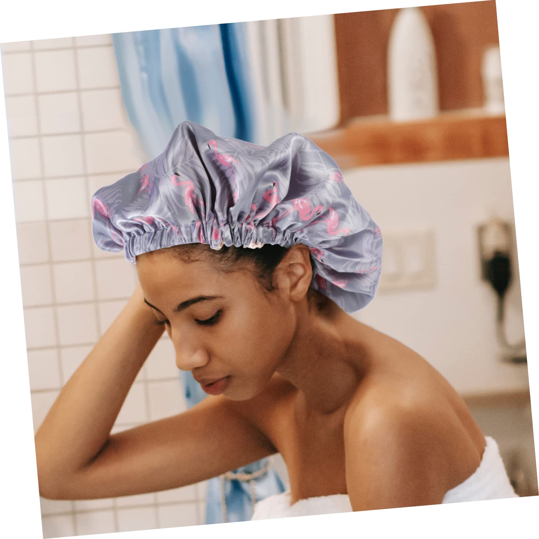Healvian 5pièces Bonnet De Nuit Satiné Réversible Pour Femme Bonnet De Sommeil Multifonctionnel Éléphants Et Flamants Roses Confort Optimal Pour Cheveux Crépus Et Colorés Prévention