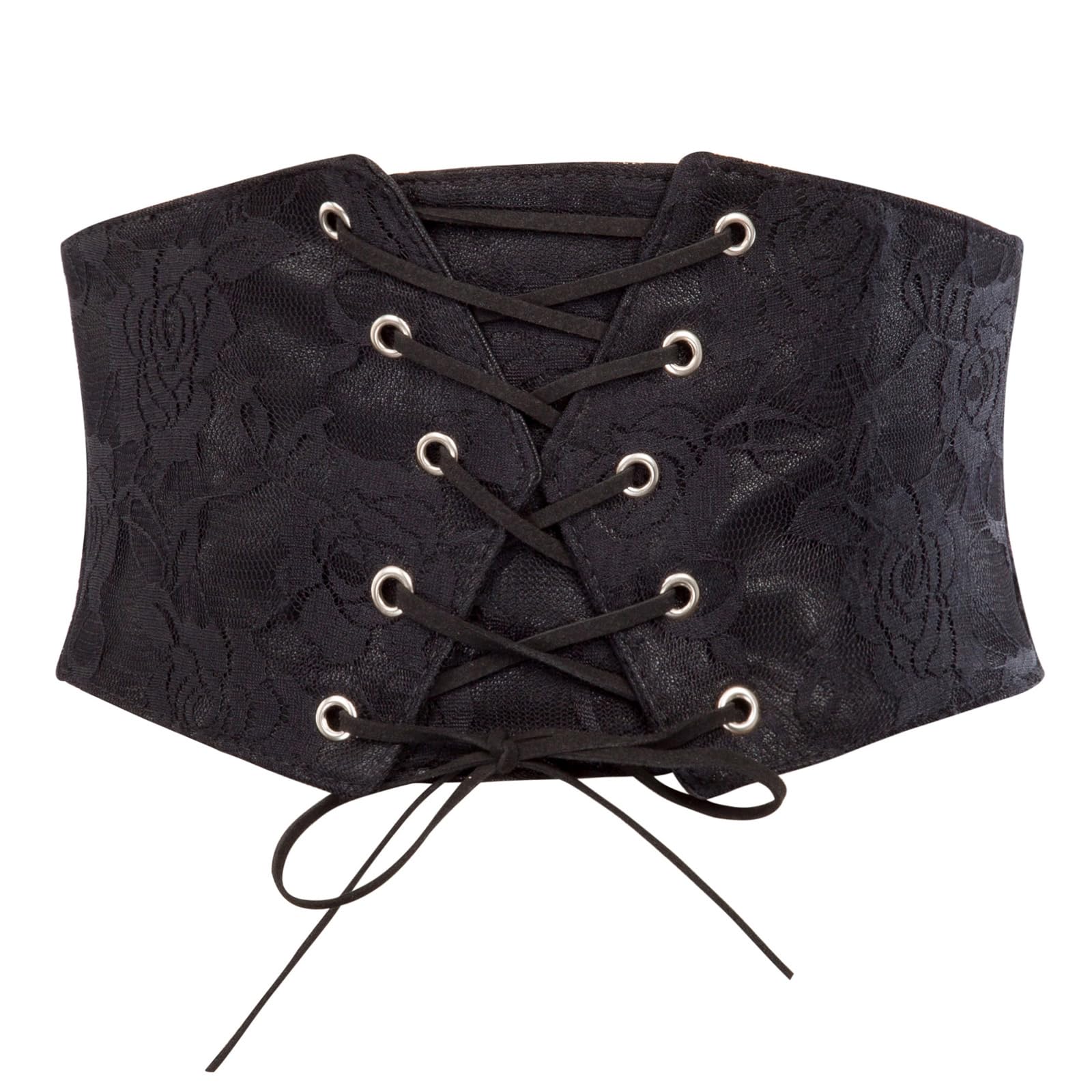 Scarlet Darkness Renaissance Corset Belt for Women Lace Overlay Front Wide Waist Belt Goth Pirate Costume Accessories