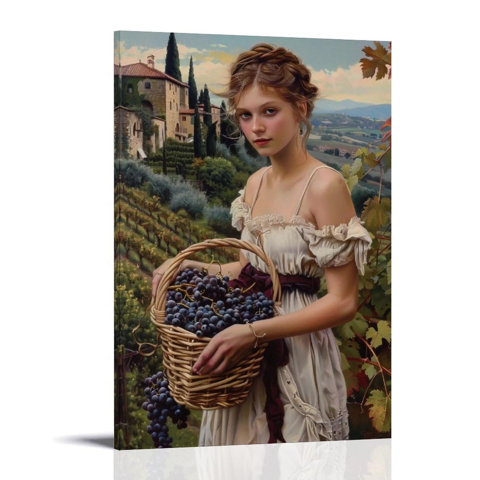 Hueryryhy Frame-Style 20X30inch Nostalgic Tuscan Vineyard 03 Poster Wall Art Canvas Vintage Aesthetic Painting Decor For Rooms 20X30inch Frame-Style
