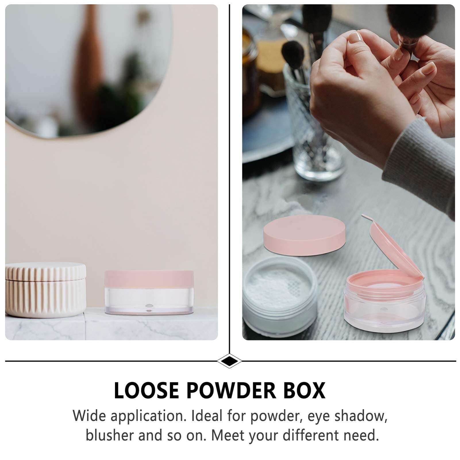 Amazon | Lurrose パウダーケース 小分け パウダー容器 ミラー付き 