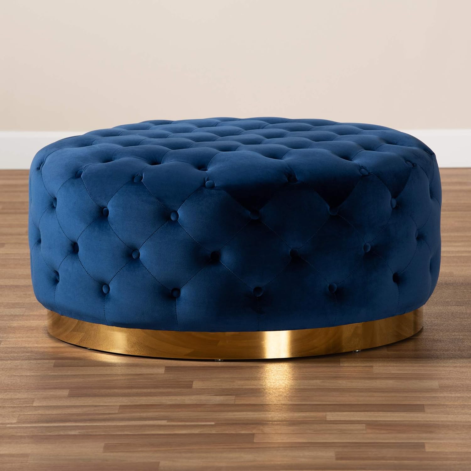 Baxton Studio Ottomans, Royal Blue/Gold