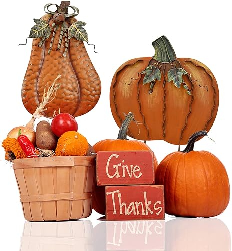 Miniatura 3 de Estaca de metal con diseño de calabaza para jardín, decoración de otoño, decoración de calabazas rústicas para patio, decoración de patio al aire