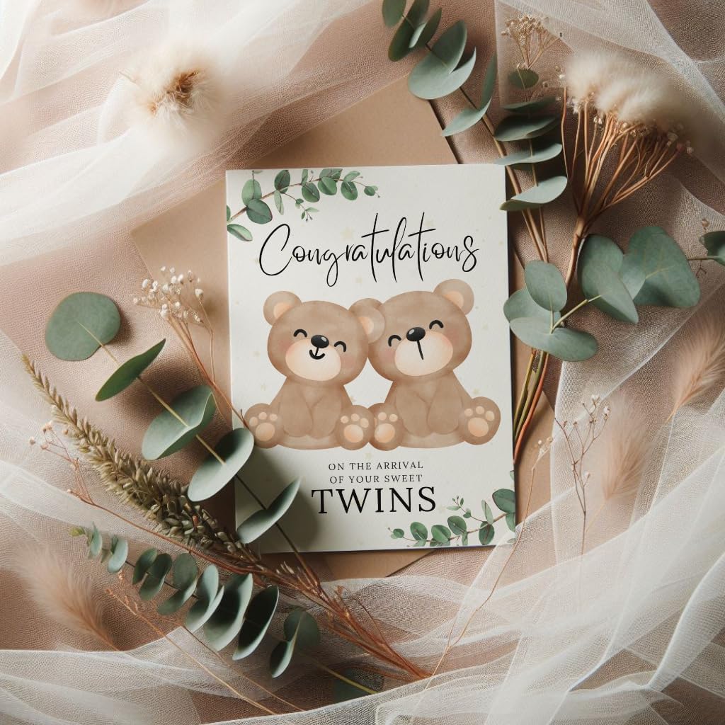 New Baby Twins Card - Congratulations Baby Twins Card – New Twins Gift - Newborn Twins Card - Twins Baby Gifts image 5 of 5 B0D4J63MZ7