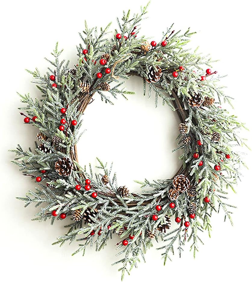 Christmas Wreath Christmas Decorations Christmas Hanging Wreath Rattan Front Door Pendant Christmas Wreath Window Decorations Christmas Decorations Variety of Options (Red Fruit Wreath 60cm)