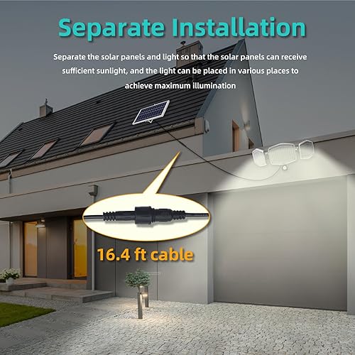 Miniatura 4 de Luz de inundación solar para exteriores, 3000 lúmenes, 426 luces LED con sensor de movimiento, 3 modos de luz de seguridad de pared impermeable de