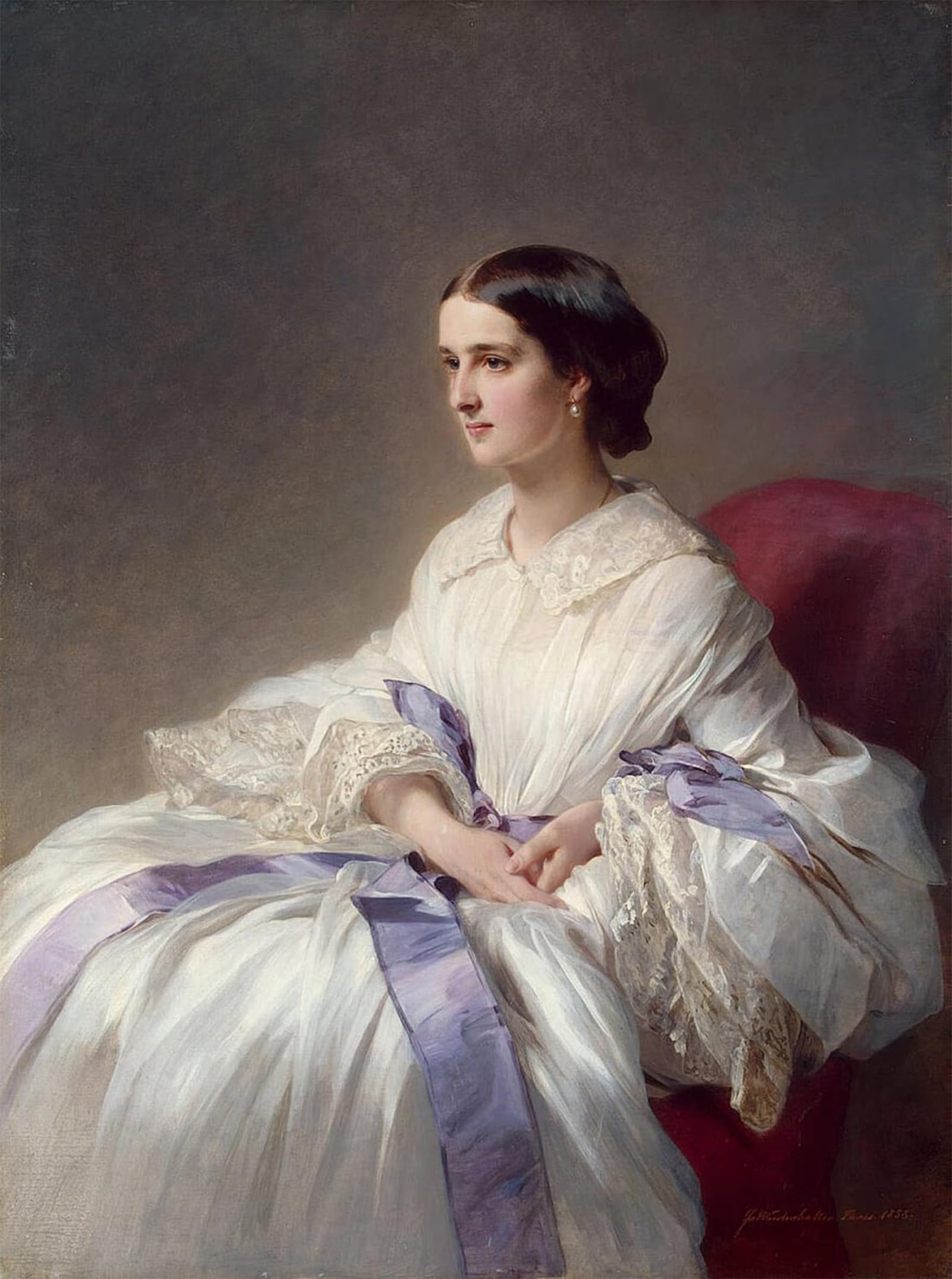 HRJUBWREE Oil Painting Prints on Canvas Painting Picture Countess Olga Shuvalova by Xaver Winterhalter Artwork Canvas Prints for Home Decor 60x90cm