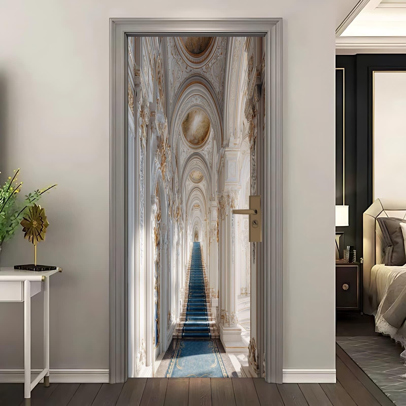 Palais de style européen papier peint porte 3D blanc de qualité