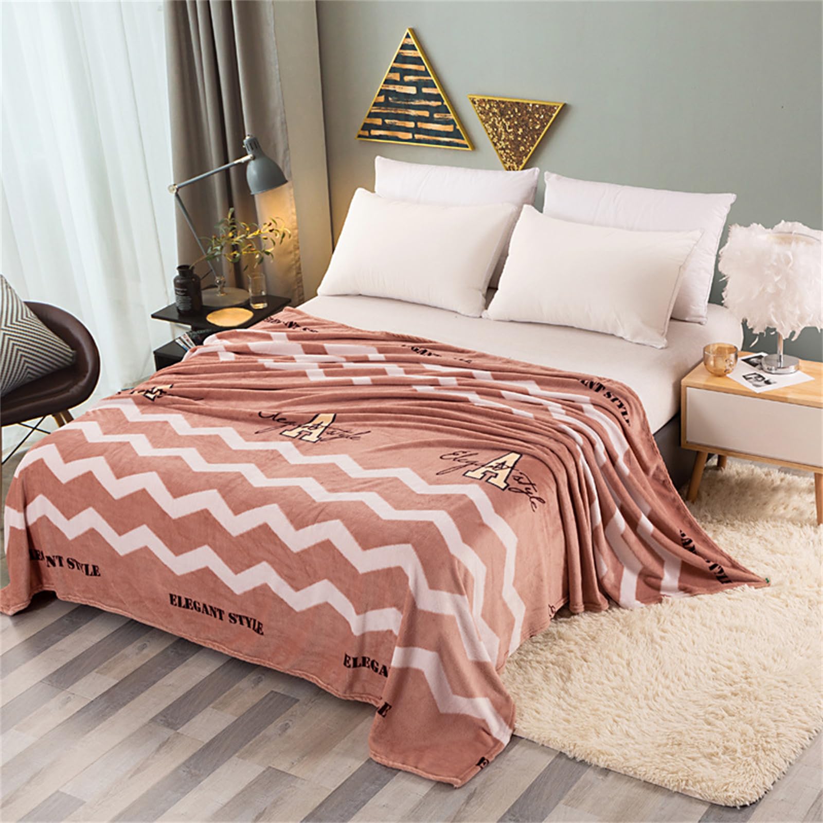 Highdi Blankets and Throws for Sofa Beds, Soft Warm Fluffy Cozy Fleece Throw Blanket for Kids Adults Bedroom Couch Travel (200x230CM,Pink Waves)