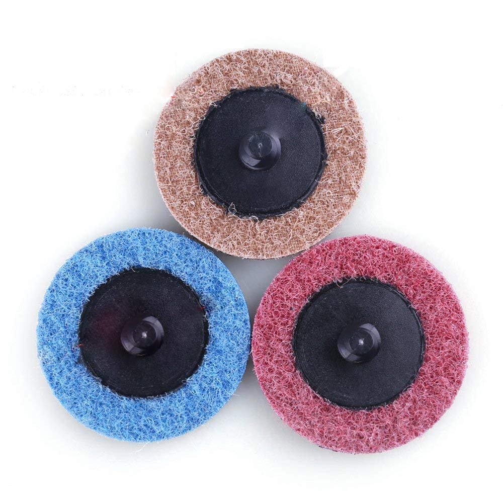 SagaSave Set di 42 dischi abrasivi in ossido di alluminio, nylon, grana media fine, cambio rapido, compatibili con smerigliatrice angolare, blu, marrone, rosso