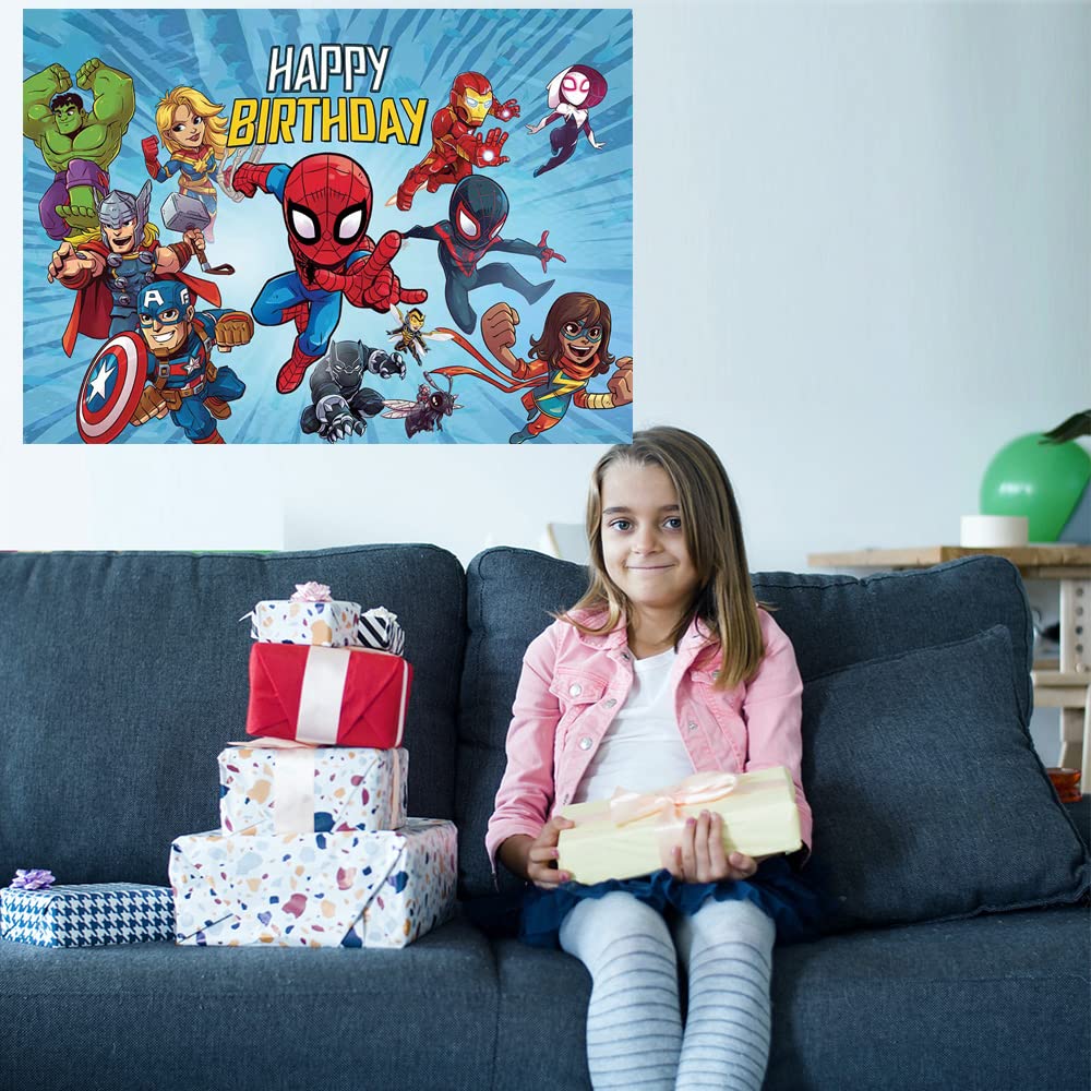 Superhelden Geburtstags-Banner – 13-teiliges Set, Bunte Kawaii-Figuren, Für Gaming- & Themen-Partys