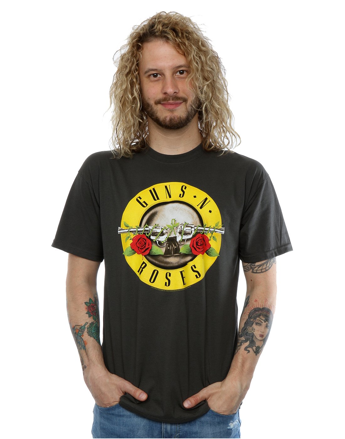 Guns N Roses Men's Bullet Logo T-Shirt Small Light Graphite