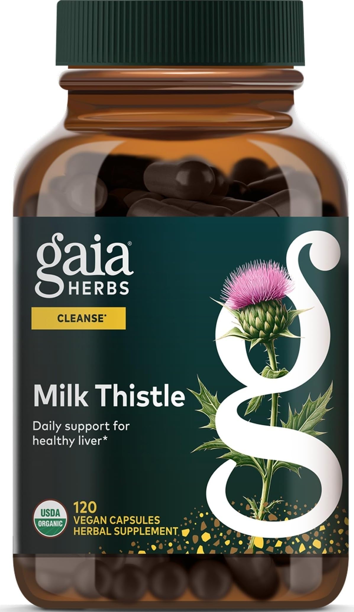 Gaia Herbs Milk Thistle - Liver Supplement & Cleanse Support for Helping to Maintain Healthy Liver Function* - 120 Vegan Capsules (40 Servings)