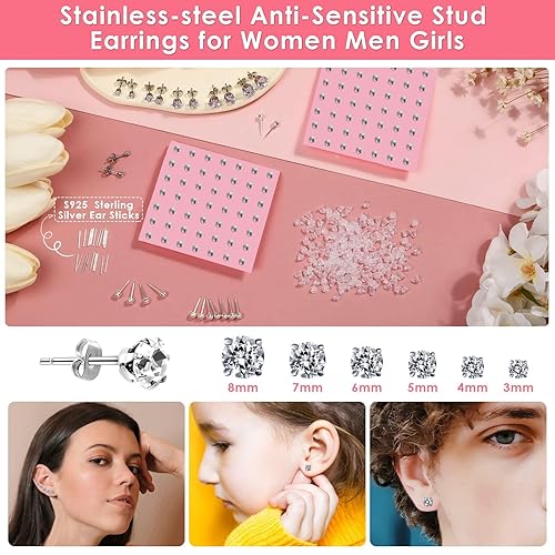 Miniatura 6 de Kit Profesional de Pistola para Perforación de Orejas, Pistola de Perforación Reutilizable con Aretes de Acero Inoxidable para Perforación, Aretes