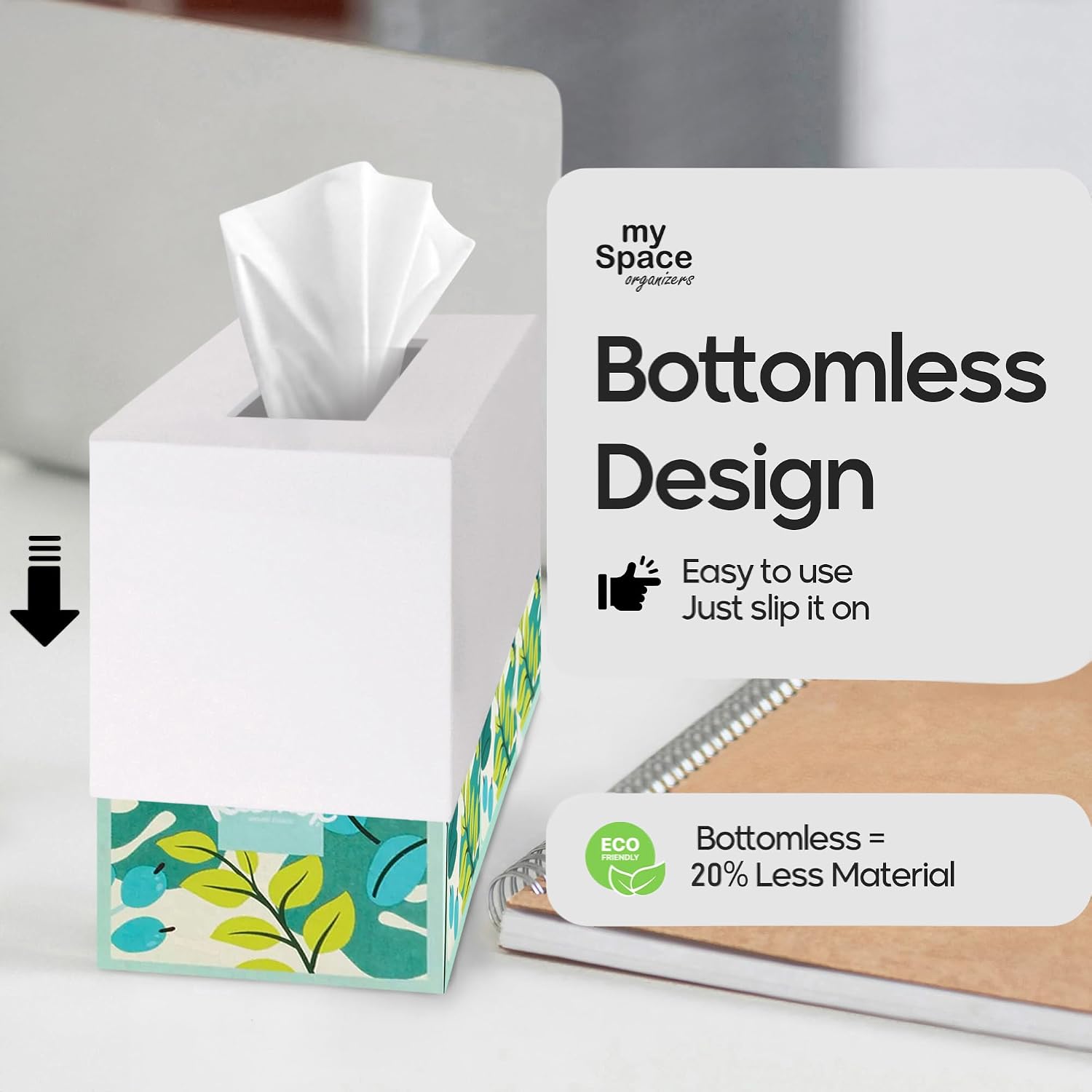 Tissue Box Cover Rectangle - Tissue Box Holder Rectangular - Compatible with Kleenex - Acrylic White Bathroom Accessories Decor