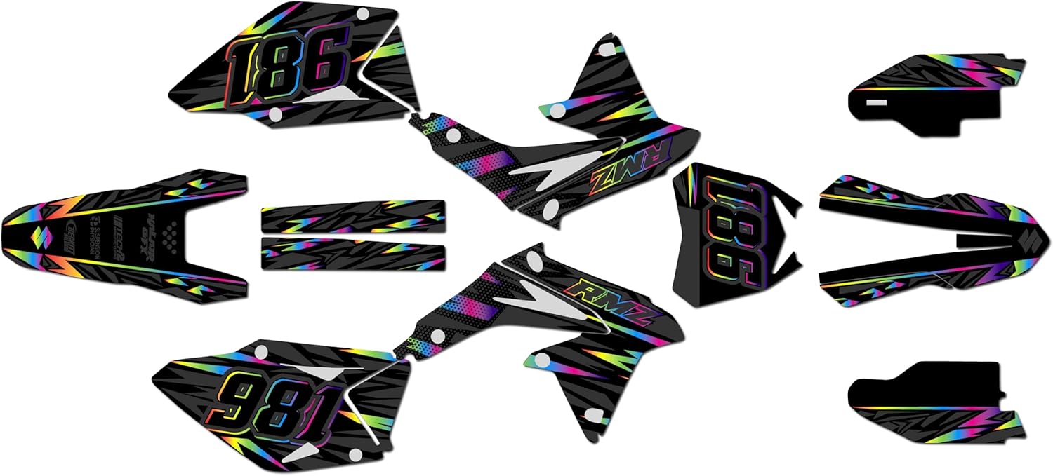 Graphics Kit for Suzuki RMZ450 (2008-2017) Twitch Series Yellow 9 Mil-Dirt Bike Custom Racing Graphics Decals Stickers Kit, no-Plastics