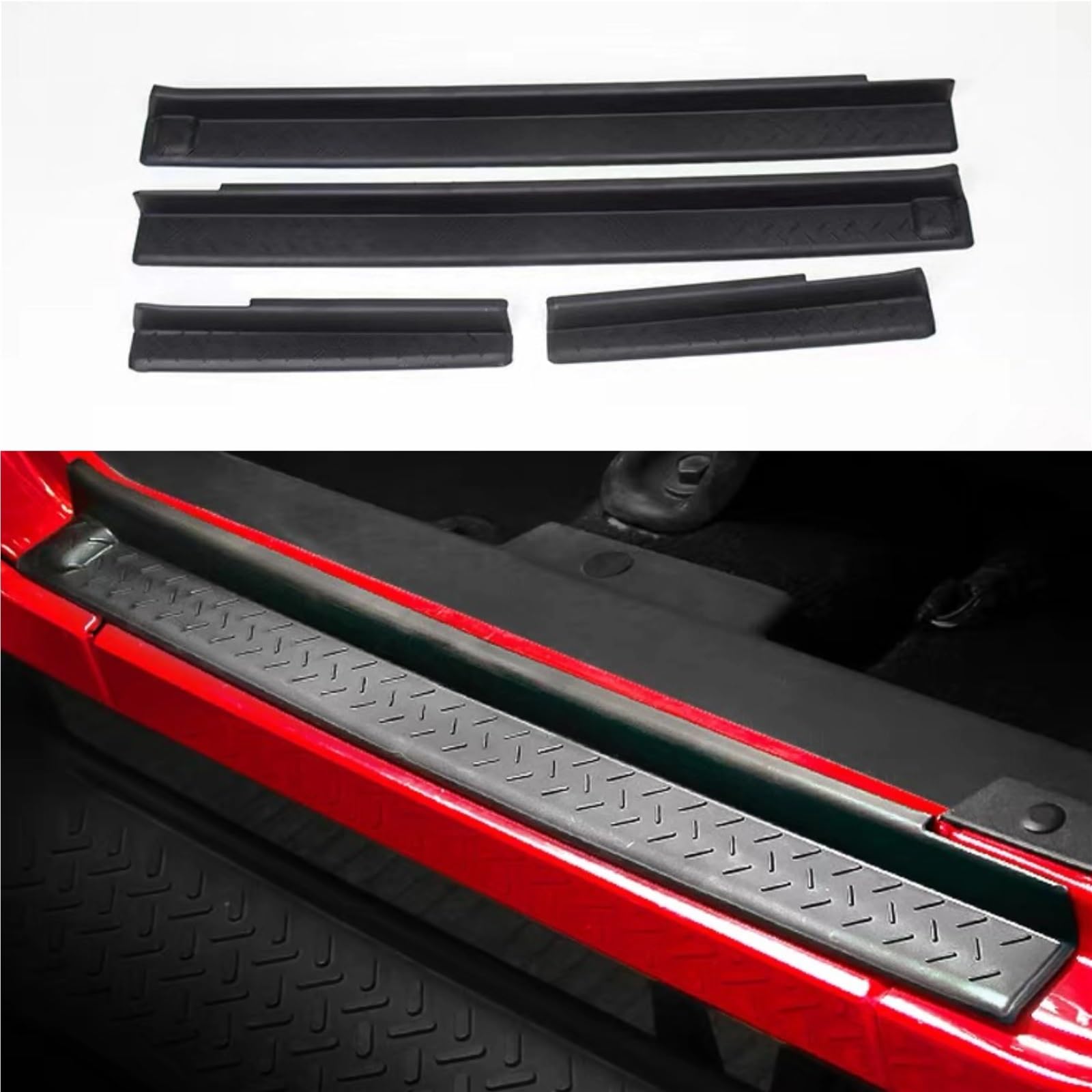 auto stopień drzwiowy Listwa progowa, osłona progu, osłona pedału, dekoracyjna osłona, pasuje do Jeepa, pasuje do Wranglera JK 2007-2017 ABS(4Door ABS)