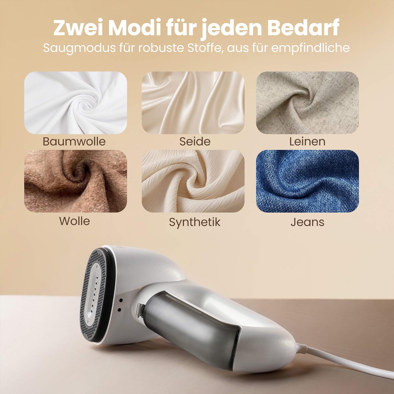 Neakasa Magic 1 Steamer Dampfglätter mit Saugfunktion, tragbarer Reisedampfglätter, 2300 Pa Saugleistung, Großer abnehmbar Wassertank, 30Sekunden Aufheizen, Dampfbügeleisen 2 in 1, (220V-243V)