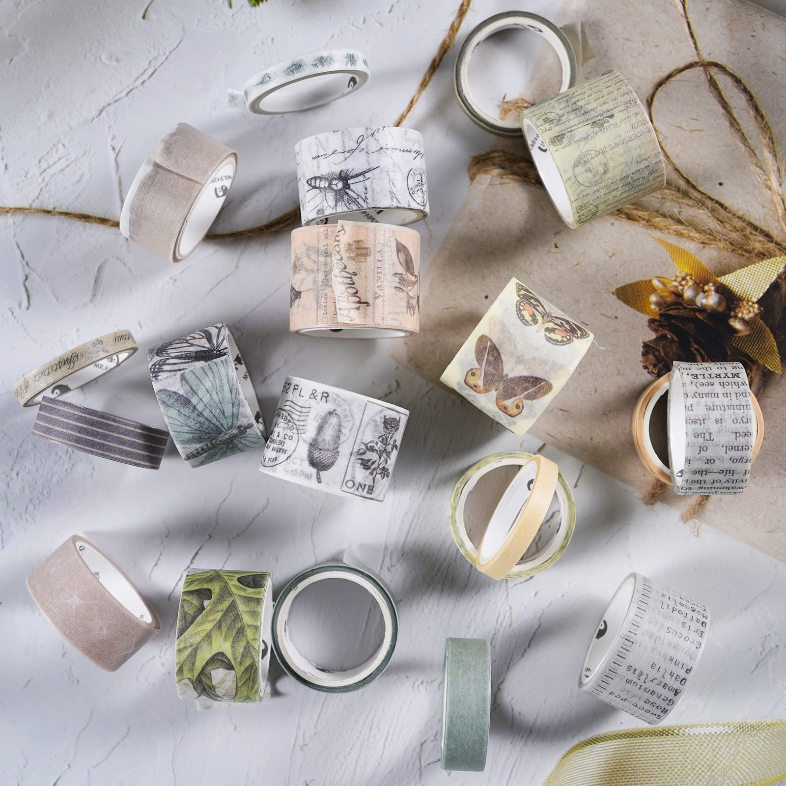 Cinta Washi Forwaarss - 20 Rollos Diseño Mariposa, Para Bullet Journal, Manualidades