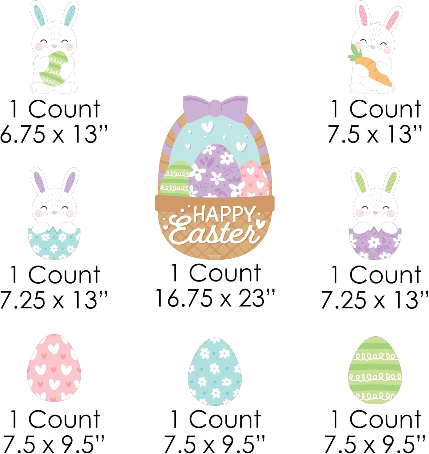 Big Dot of Happiness Spring Easter Bunny - Yard Sign and Outdoor Lawn Decorations - Happy Easter Party Yard Signs - Set of 8