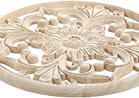 Vista 4 de MUXSAM Apliques decorativos de madera, 2 piezas redondas de madera, calcomanías talladas sin pintar, decoración central para el hogar, armario