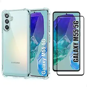 Kit Capa Capinha Transparente e Película De Vidro 3D Para Samsung Galaxy M55