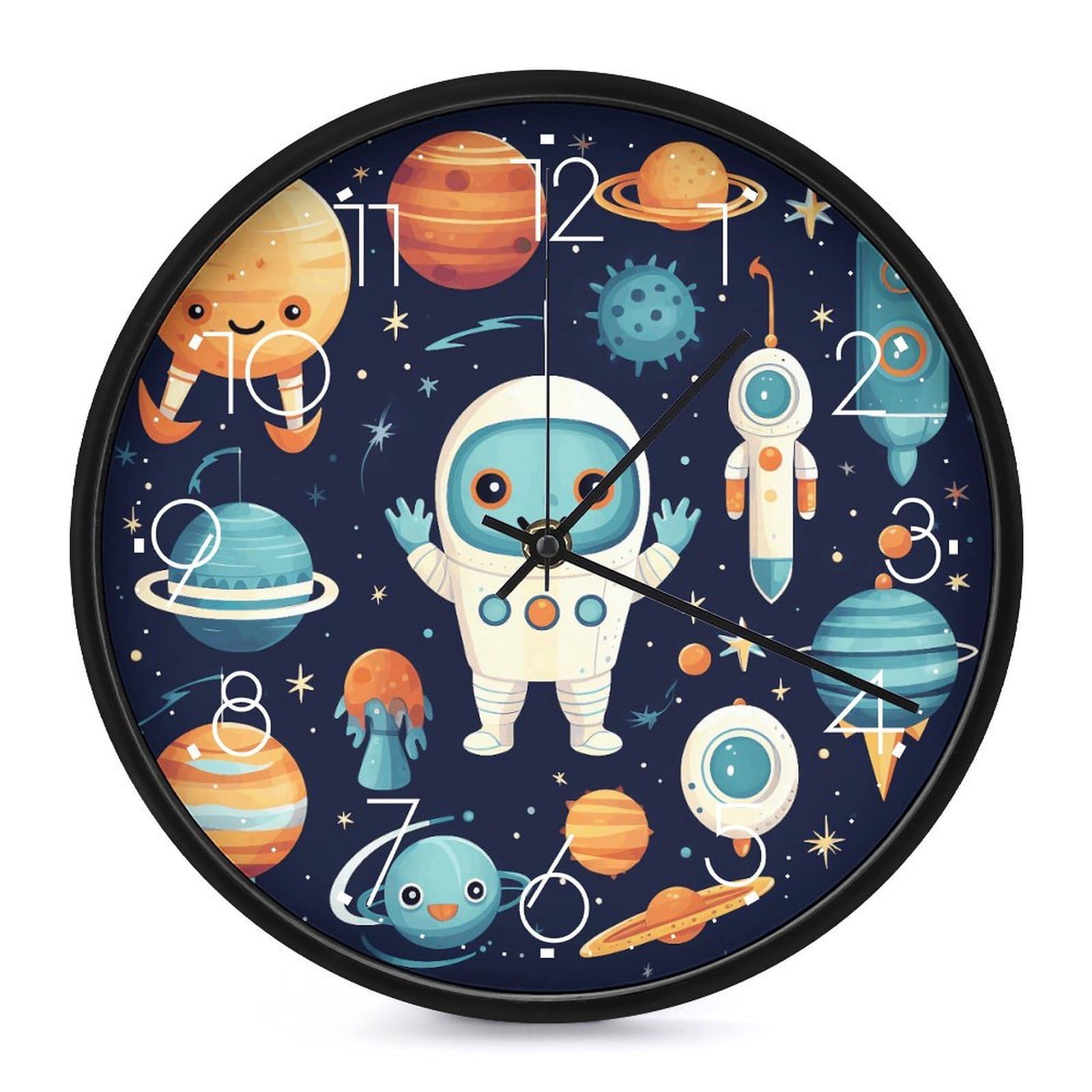 Horloge murale silencieuse style robot 25,4 cm pour en finir avec le tic-tac stressant