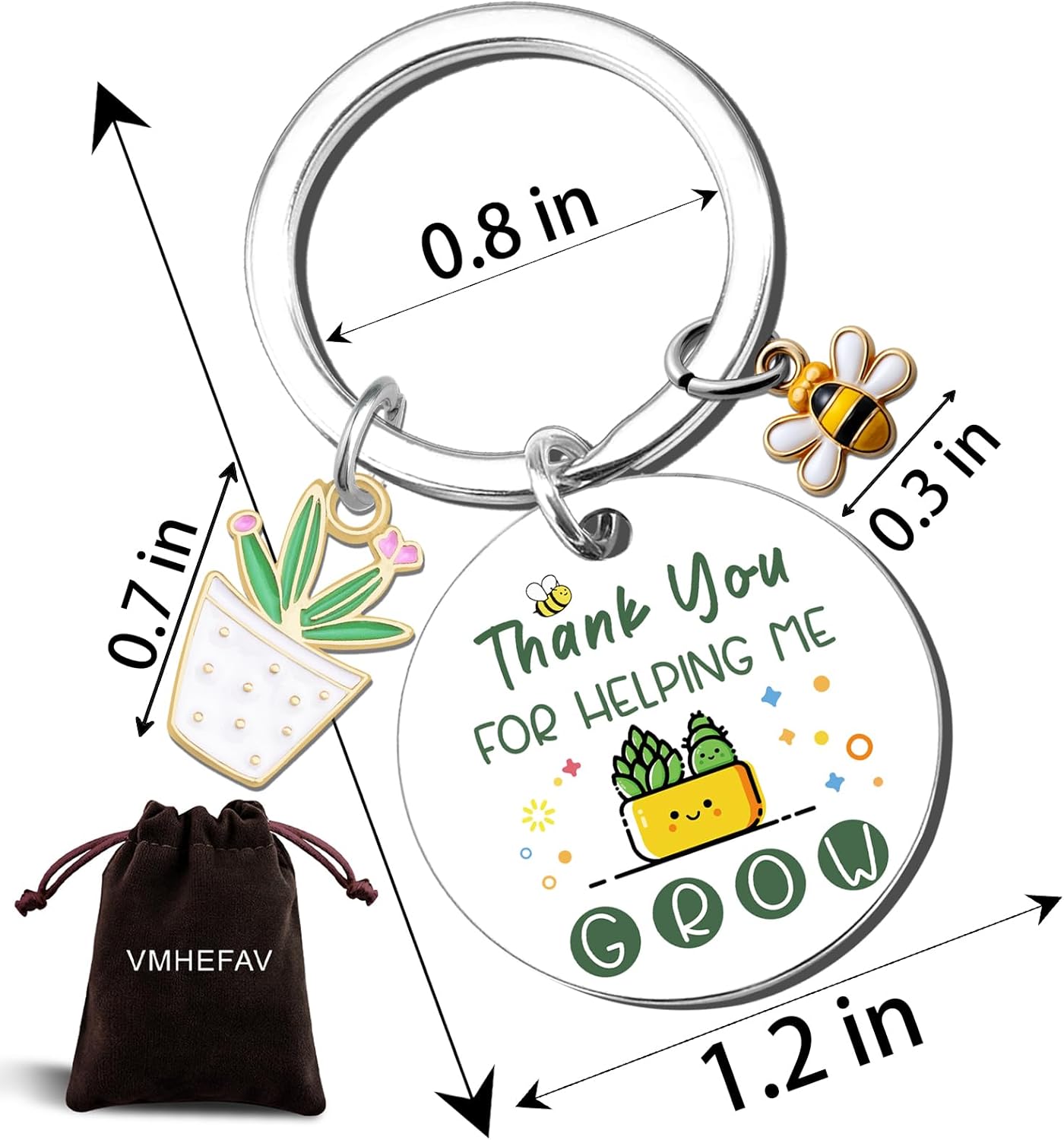 Teacher Appreciation Gifts for Women Meaningful End of Year Teacher Keychain Gifts for Daycare Kindergarten Preschool Teachers Mentor Teachers Day Gift Idea-Thank You for Helping Me Grow - Image 7